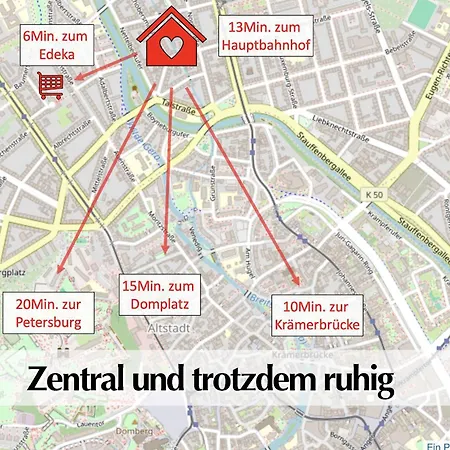 Apartment Stadtperle Am Plaetschernden Wasser - 50m2 2r Malerische In Lage Erfurt